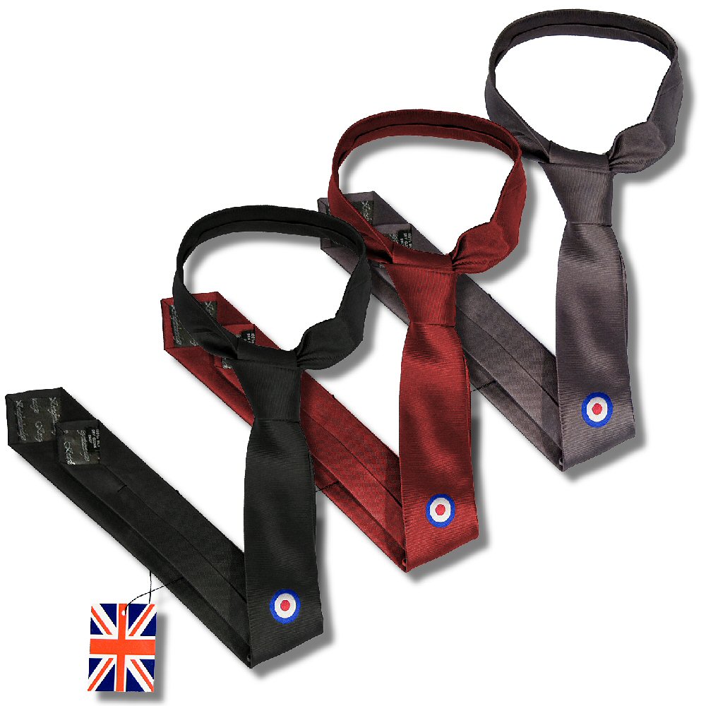 Knightsbridge Retro Mod 60's Target Roundel Slim Silk Tie Adaptor
